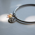 Silver Hibiscus Charm Bangle