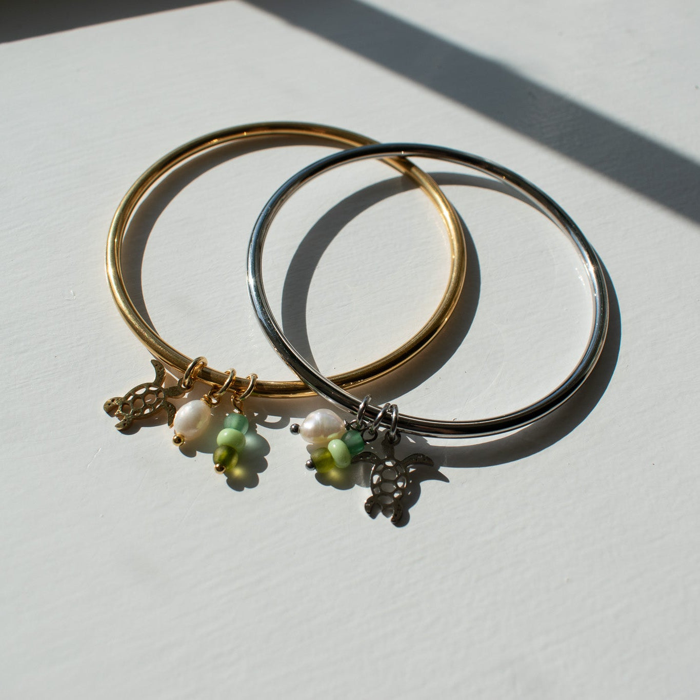 Gold Turtle Charm Bangle