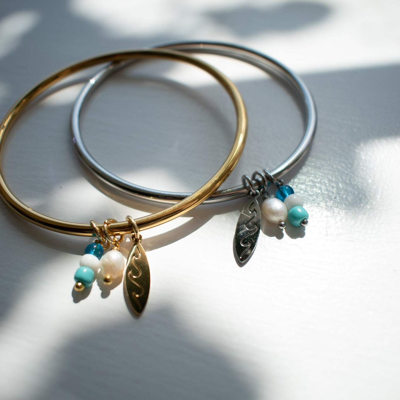 Gold Surfboard Charm Bangle