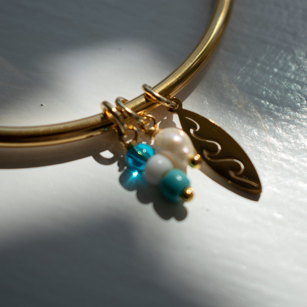 Gold Surfboard Charm Bangle