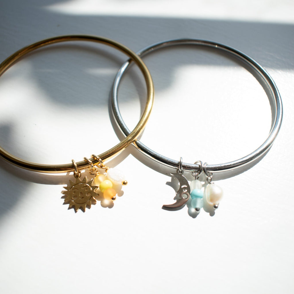 Gold Sun Charm Bangle