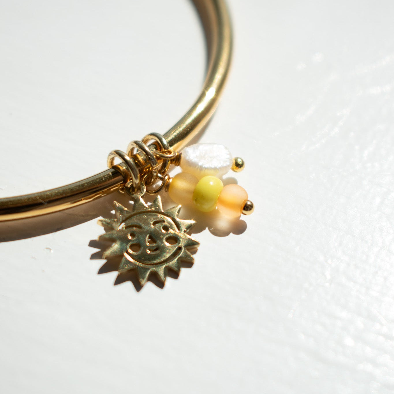 Gold Sun Charm Bangle