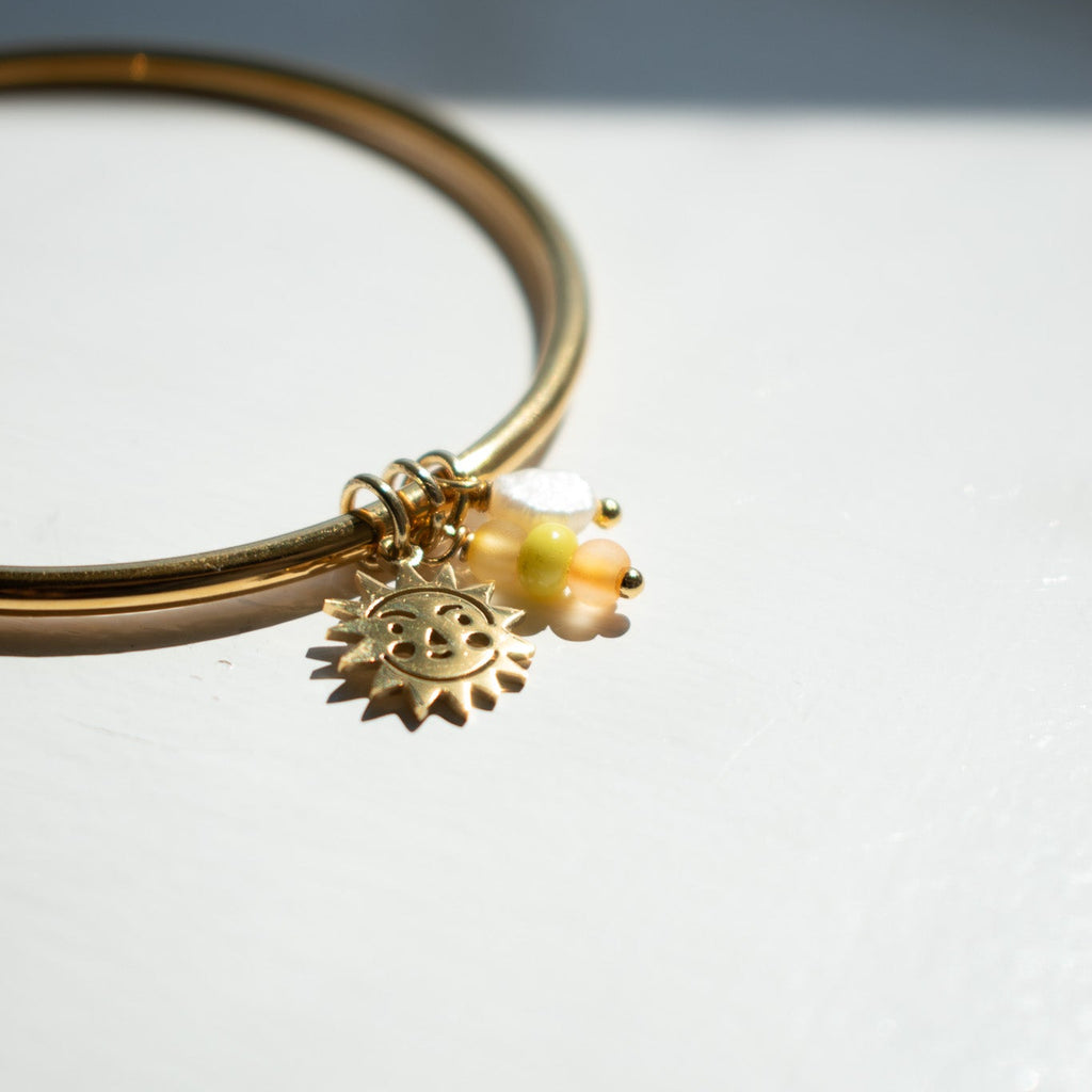 Gold Sun Charm Bangle