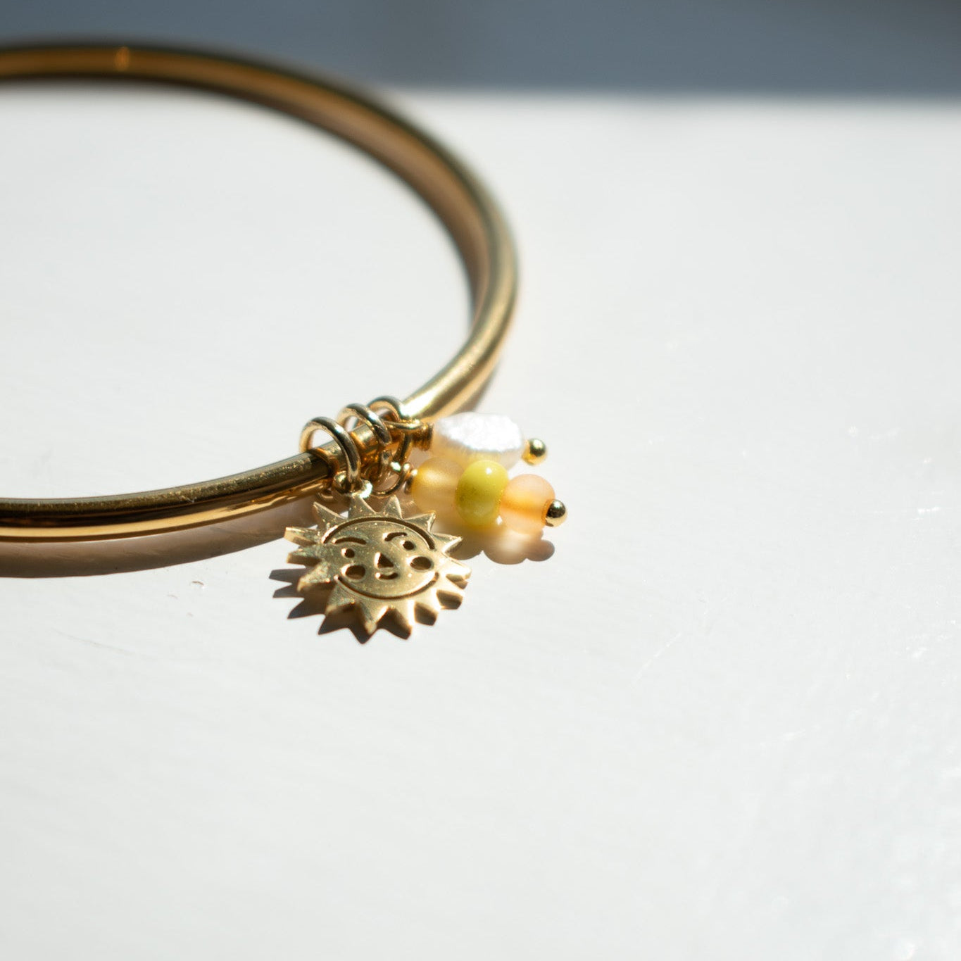 Gold Sun Charm Bangle