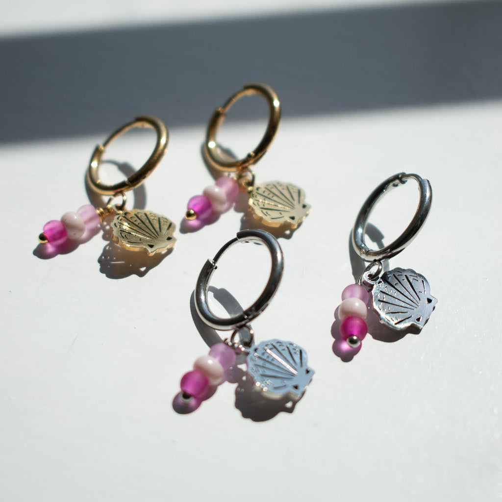 Silver Shell Charm Earrings