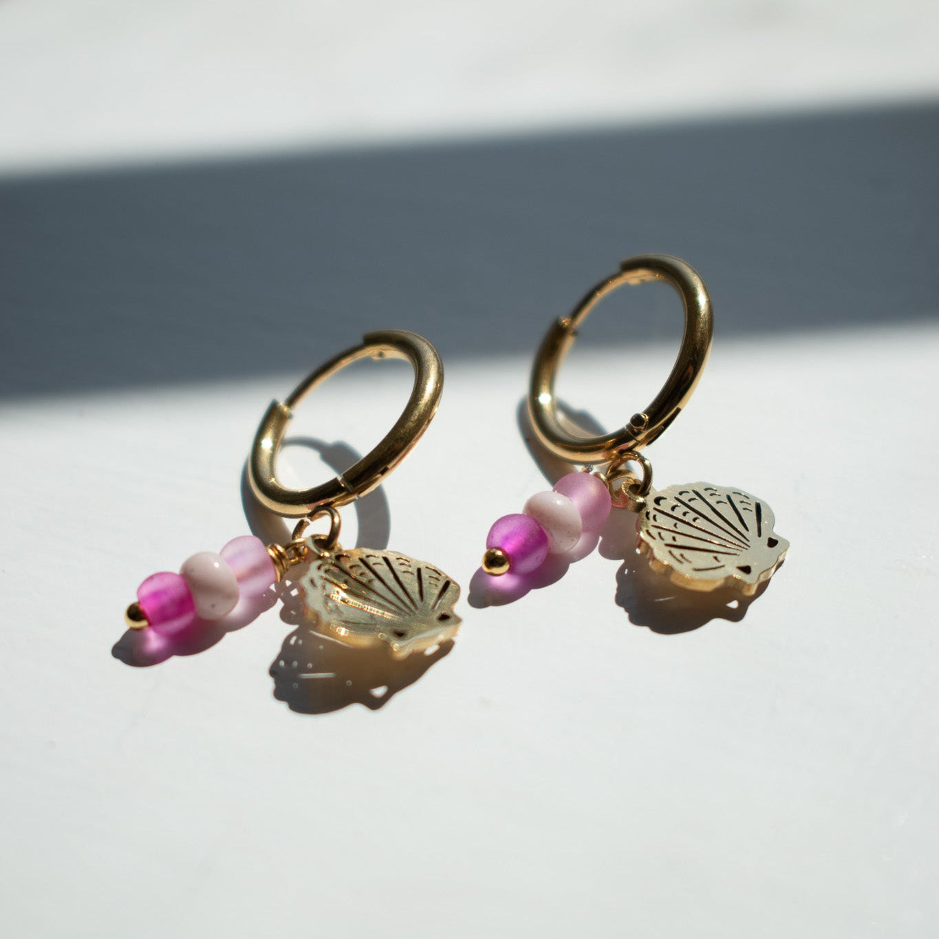 Gold Shell Charm Earrings