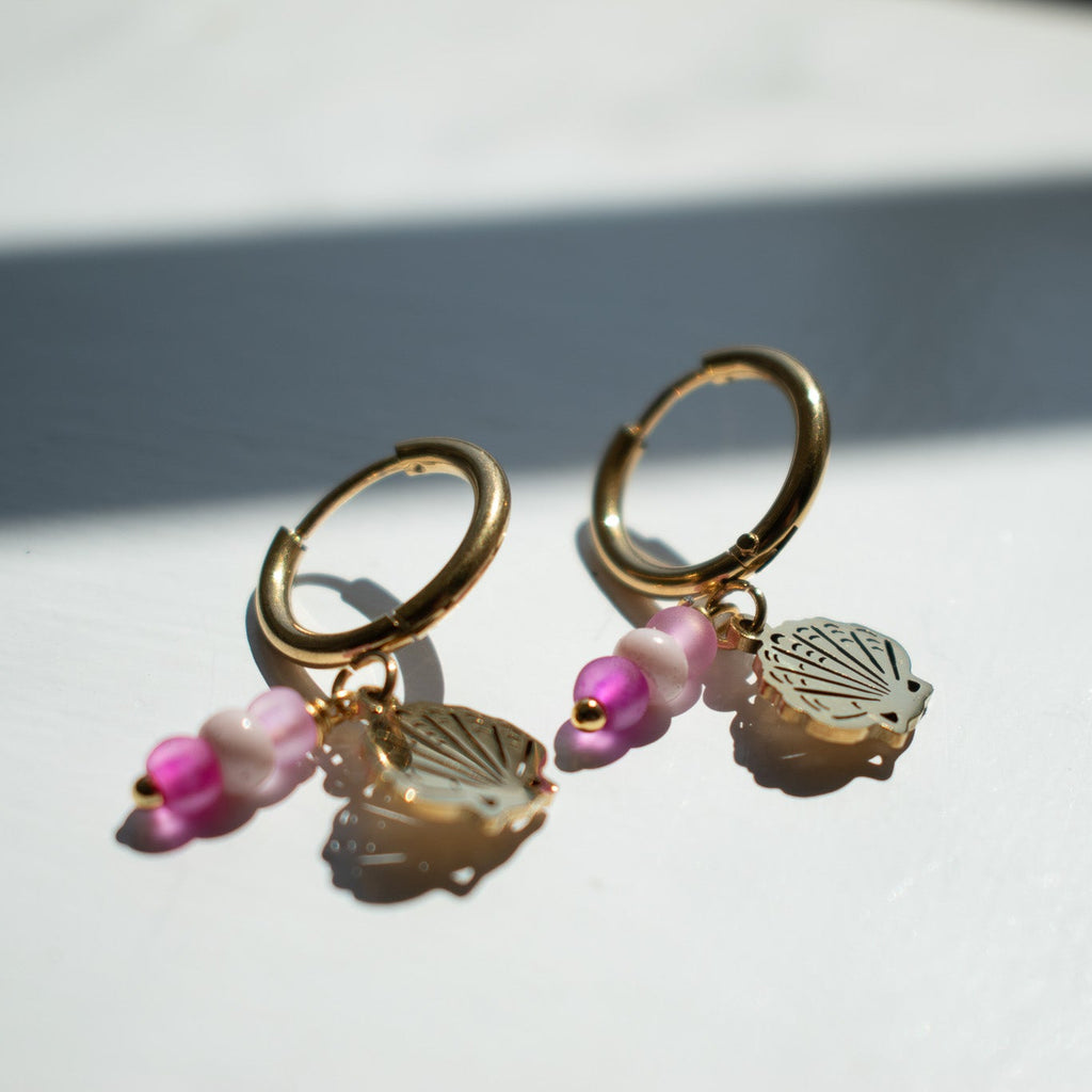 Gold Shell Charm Earrings