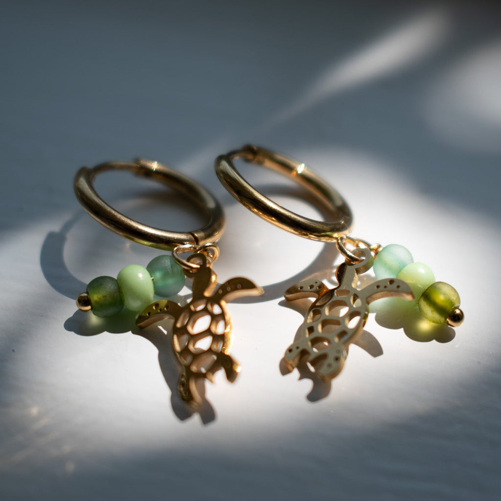 Gold Turtle Charm Earrings