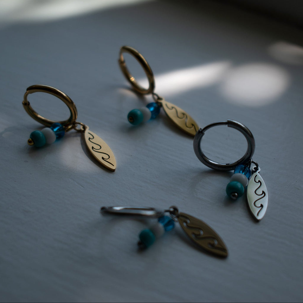 Gold Surfboard Charm Earrings