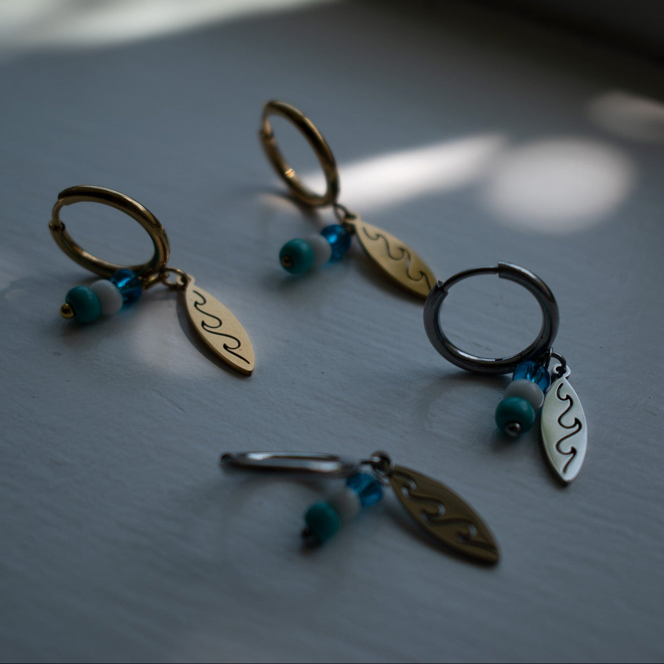 Gold Surfboard Charm Earrings