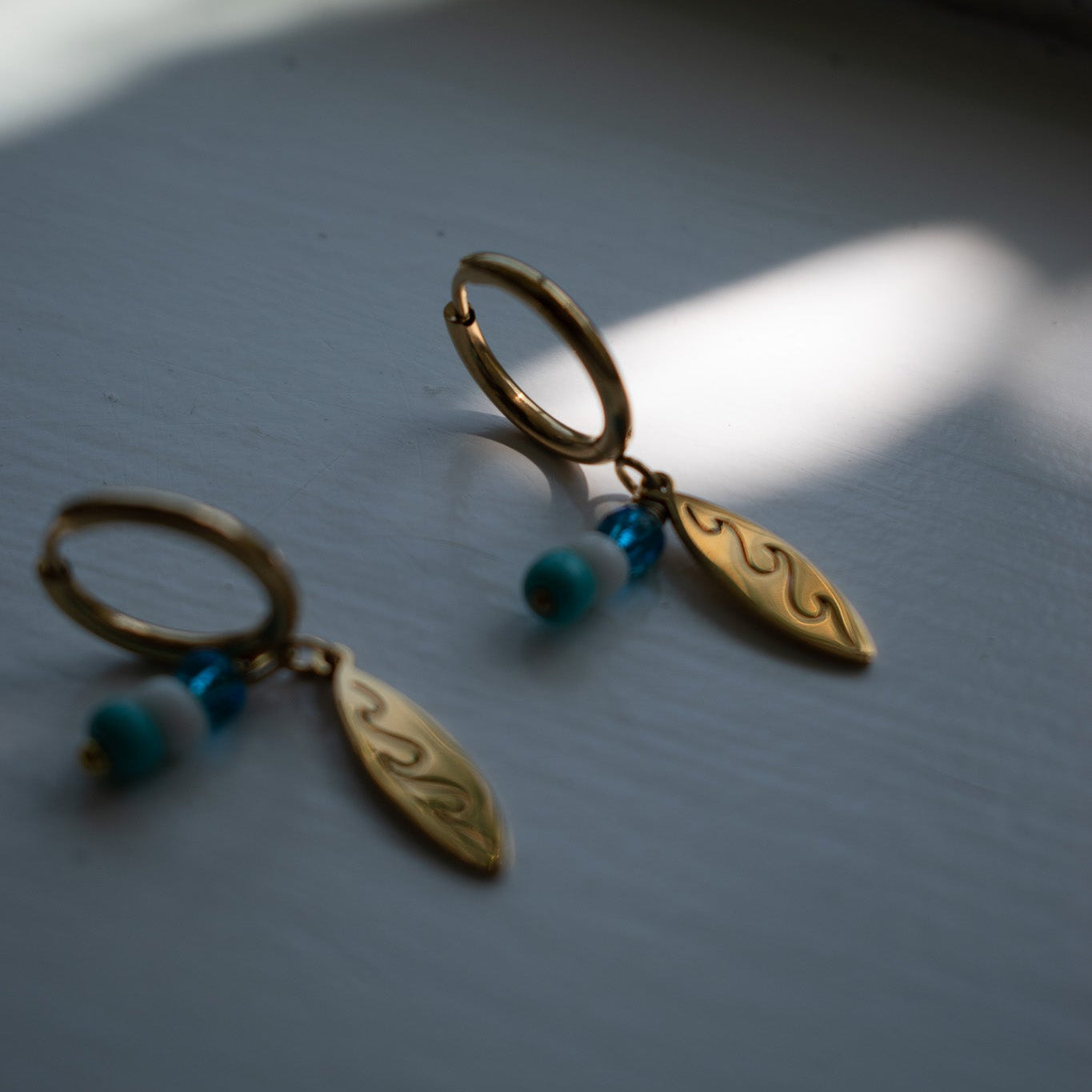 Gold Surfboard Charm Earrings