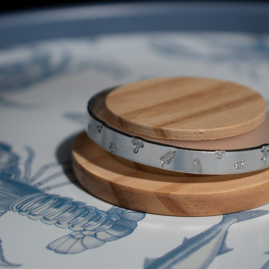 Silver Hand-Stamped Whimsy Bangle