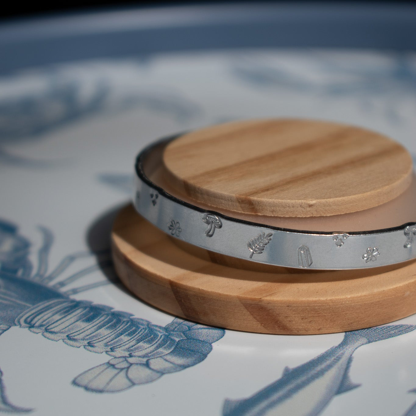 Silver Hand-Stamped Whimsy Bangle