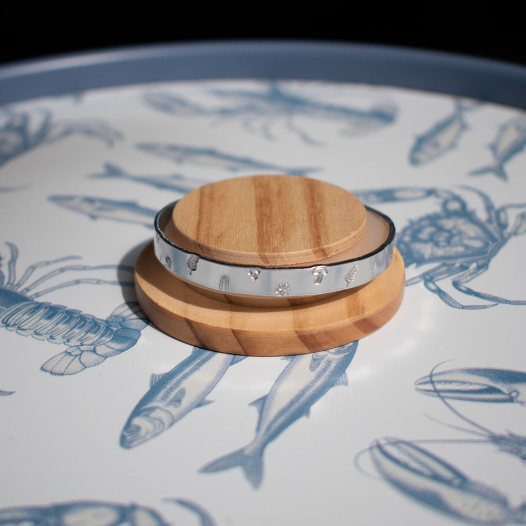 Silver Hand-Stamped Whimsy Bangle