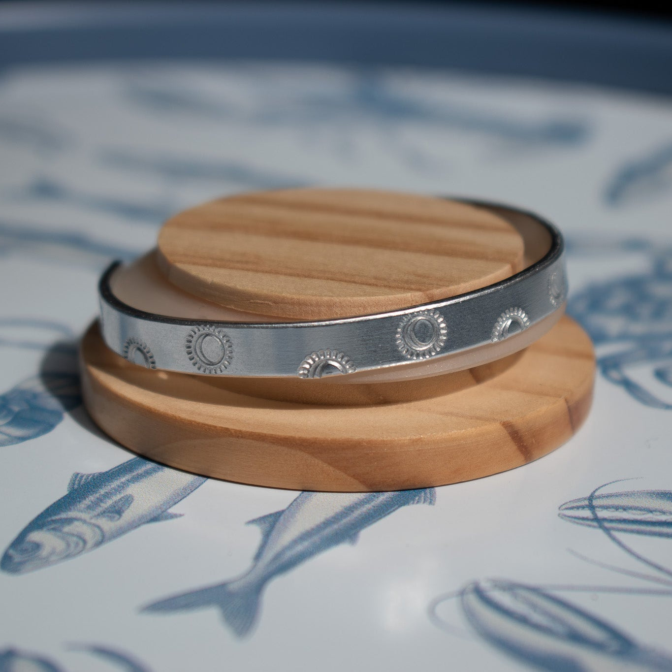 Silver Sun hand-Stamped Bangle