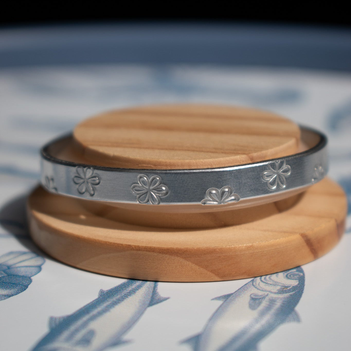 Silver Ditzy Daisy Hand-Stamped Bangle