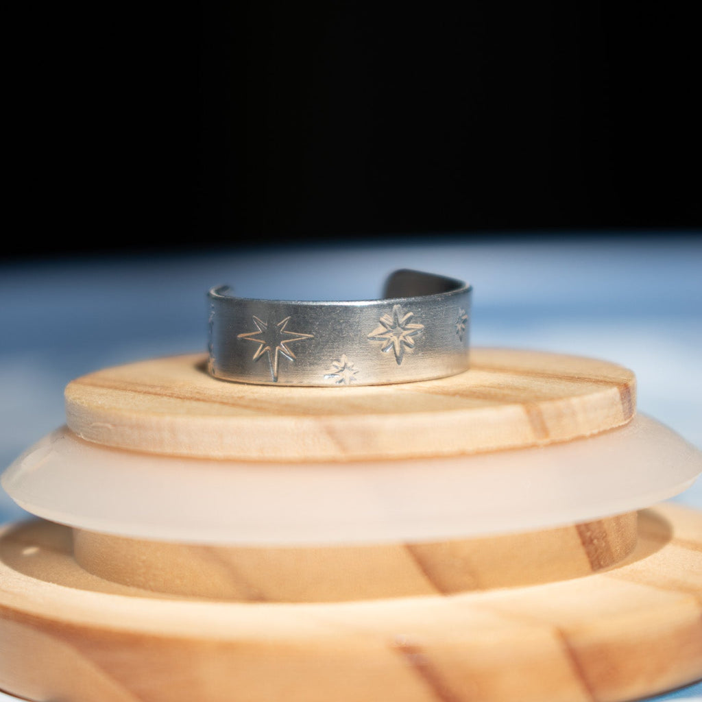 Silver Spangly Star Hand-Stamped Ring