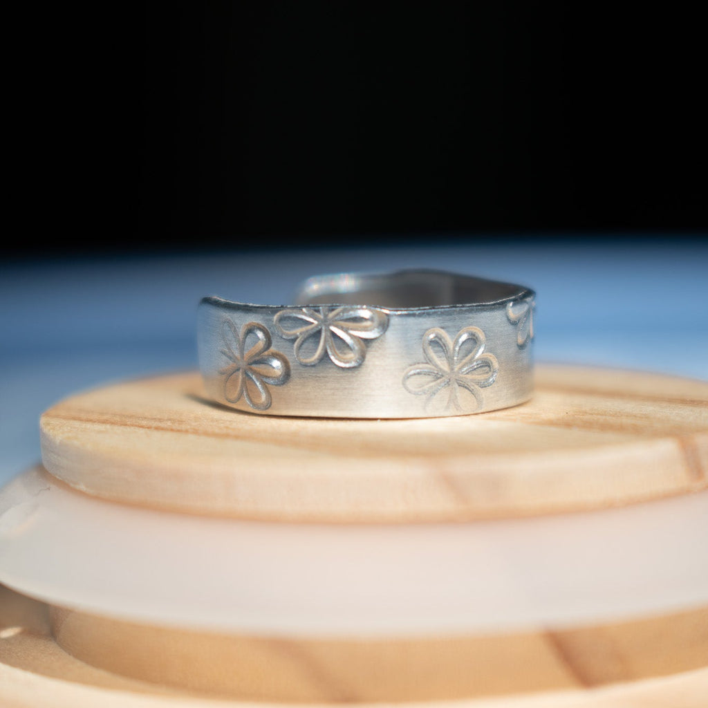 Silver Ditsy Daisy Hand-Stamped Ring