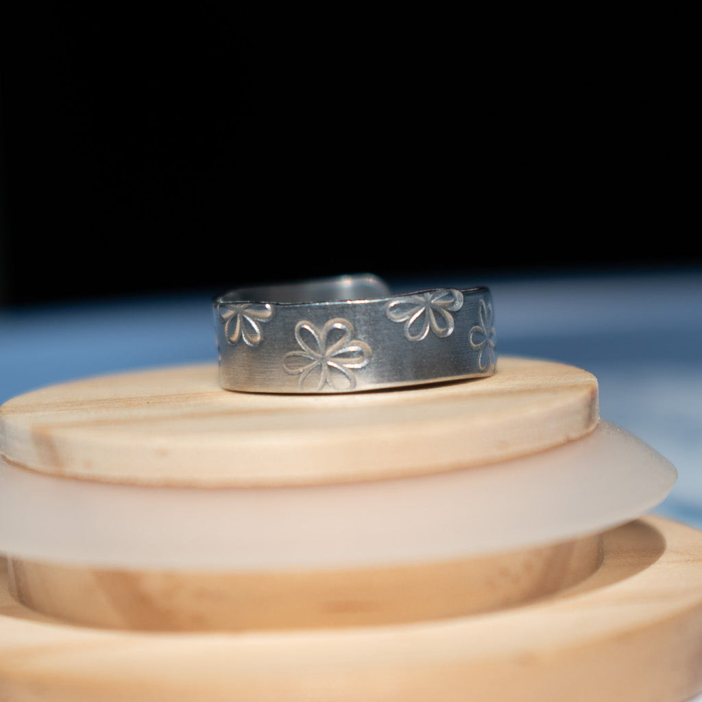 Silver Ditsy Daisy Hand-Stamped Ring