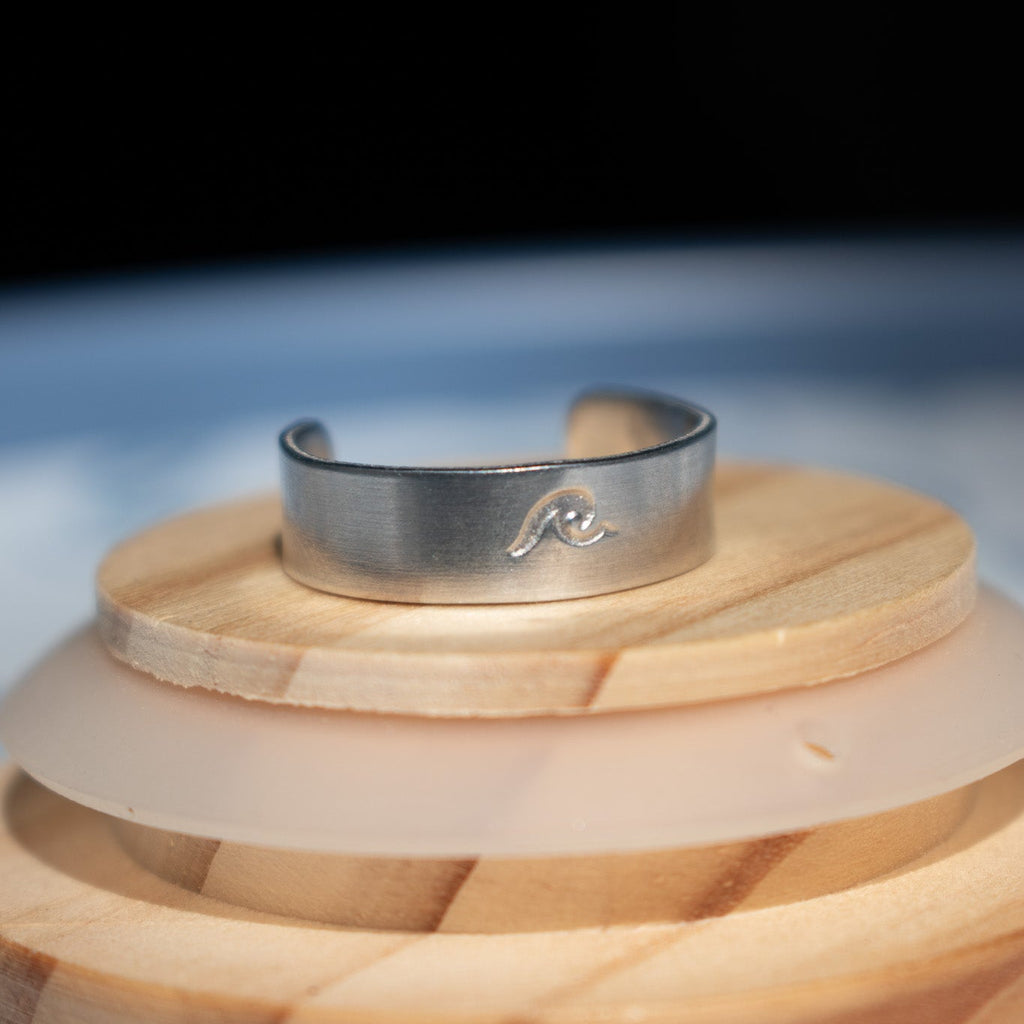 Silver Wave Hand-Stamped Ring