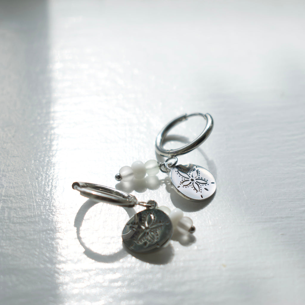 Silver Sand Dollar Charm Earrings