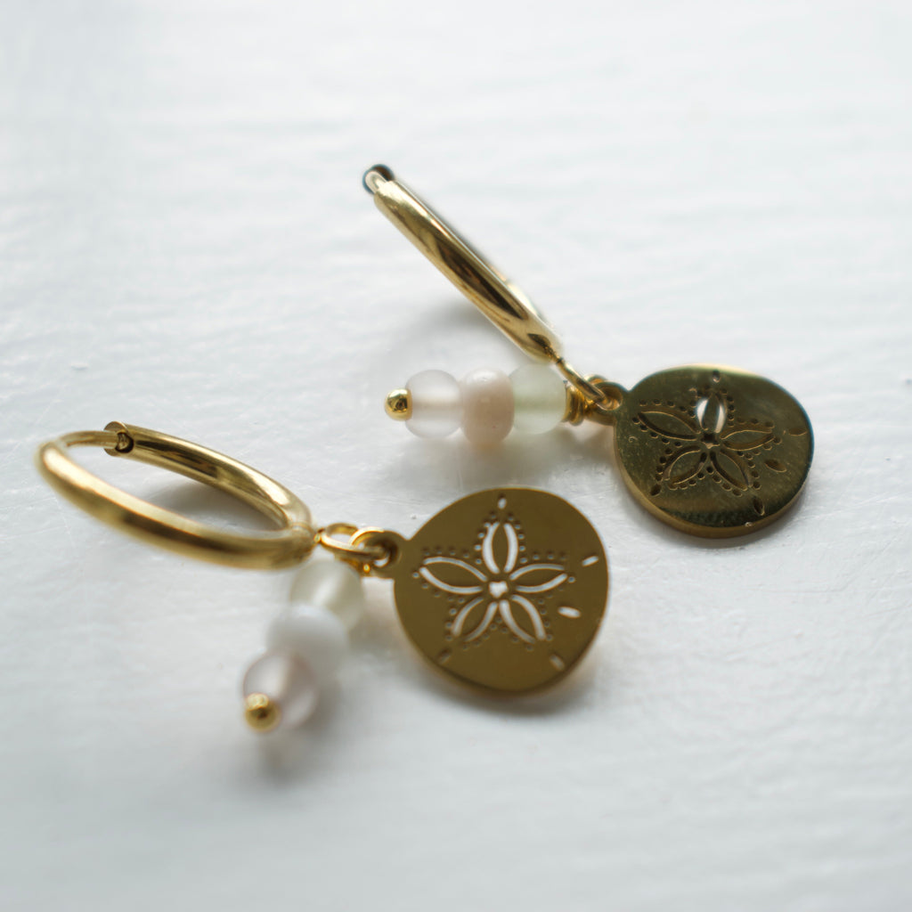 Gold Sand Dollar Charm Huggies