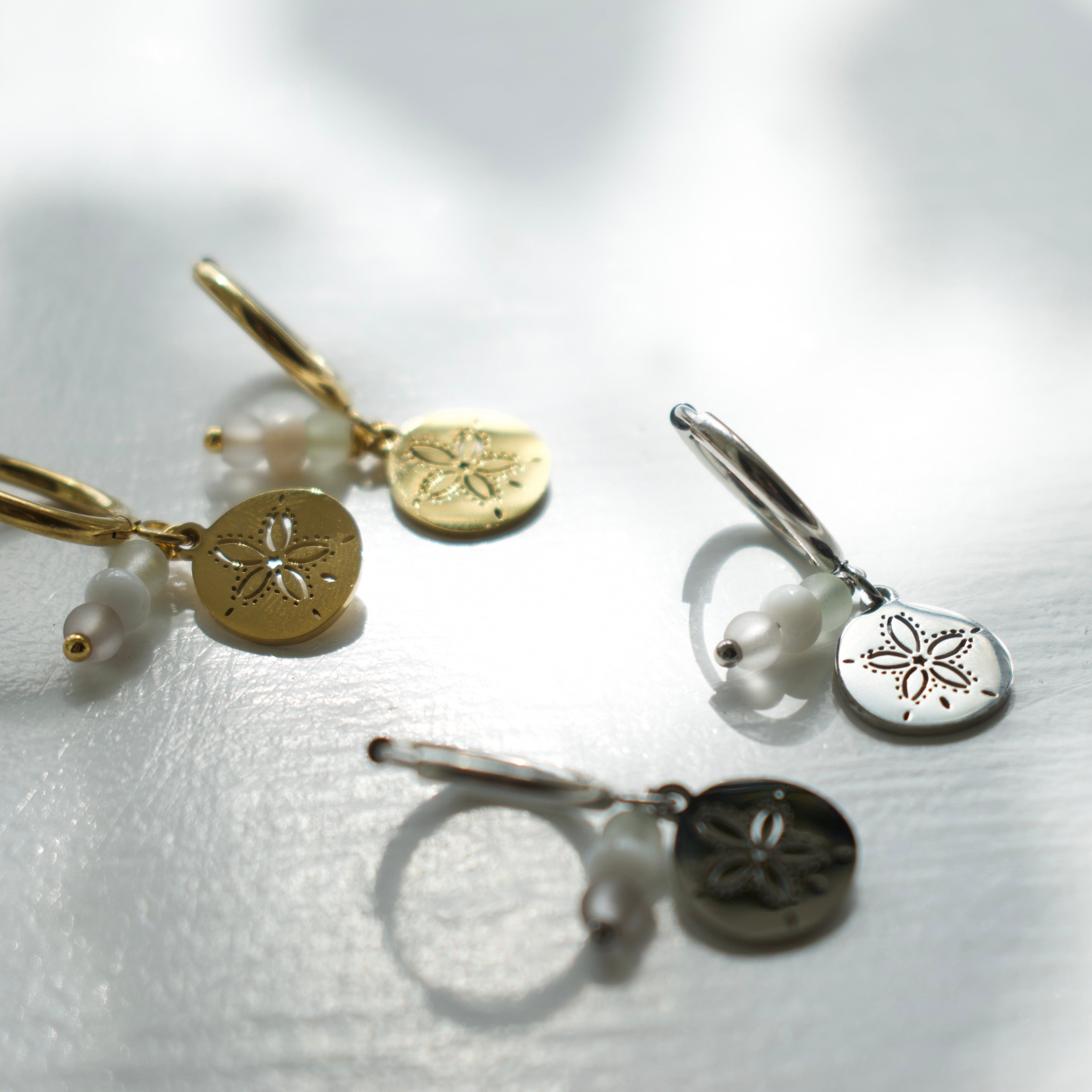 Silver Sand Dollar Charm Earrings