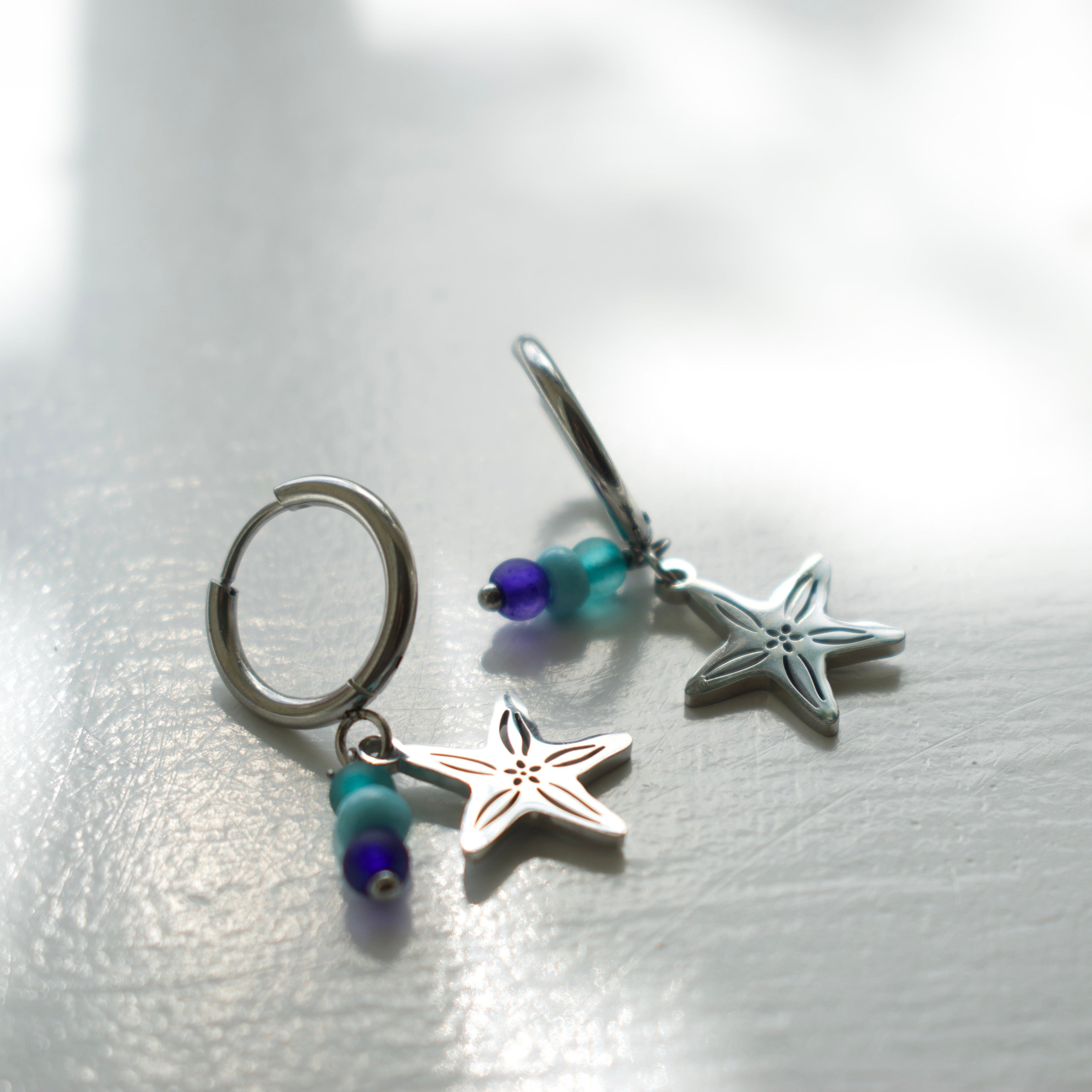 Silver Starfish Charm Earrings
