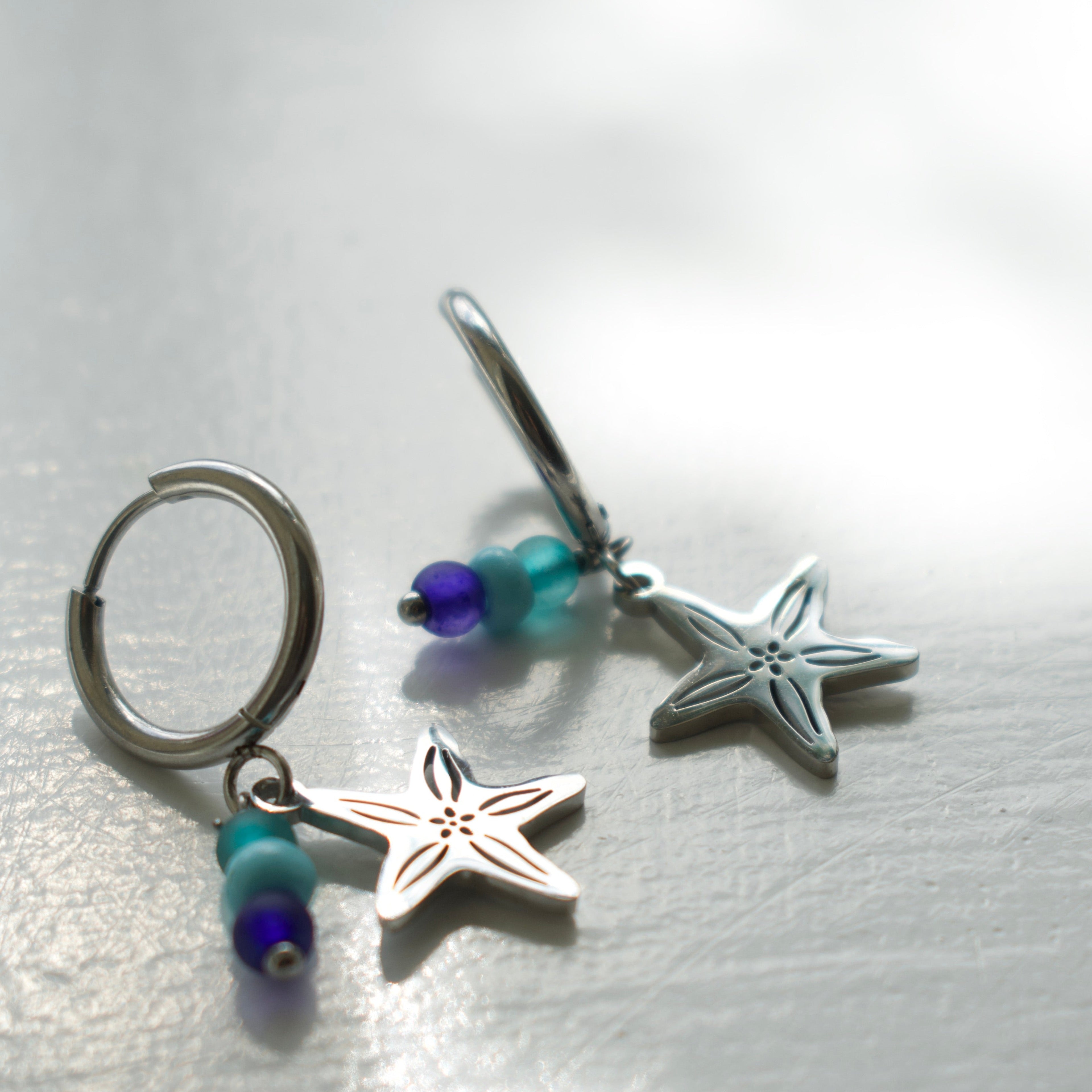 Silver Starfish Charm Earrings