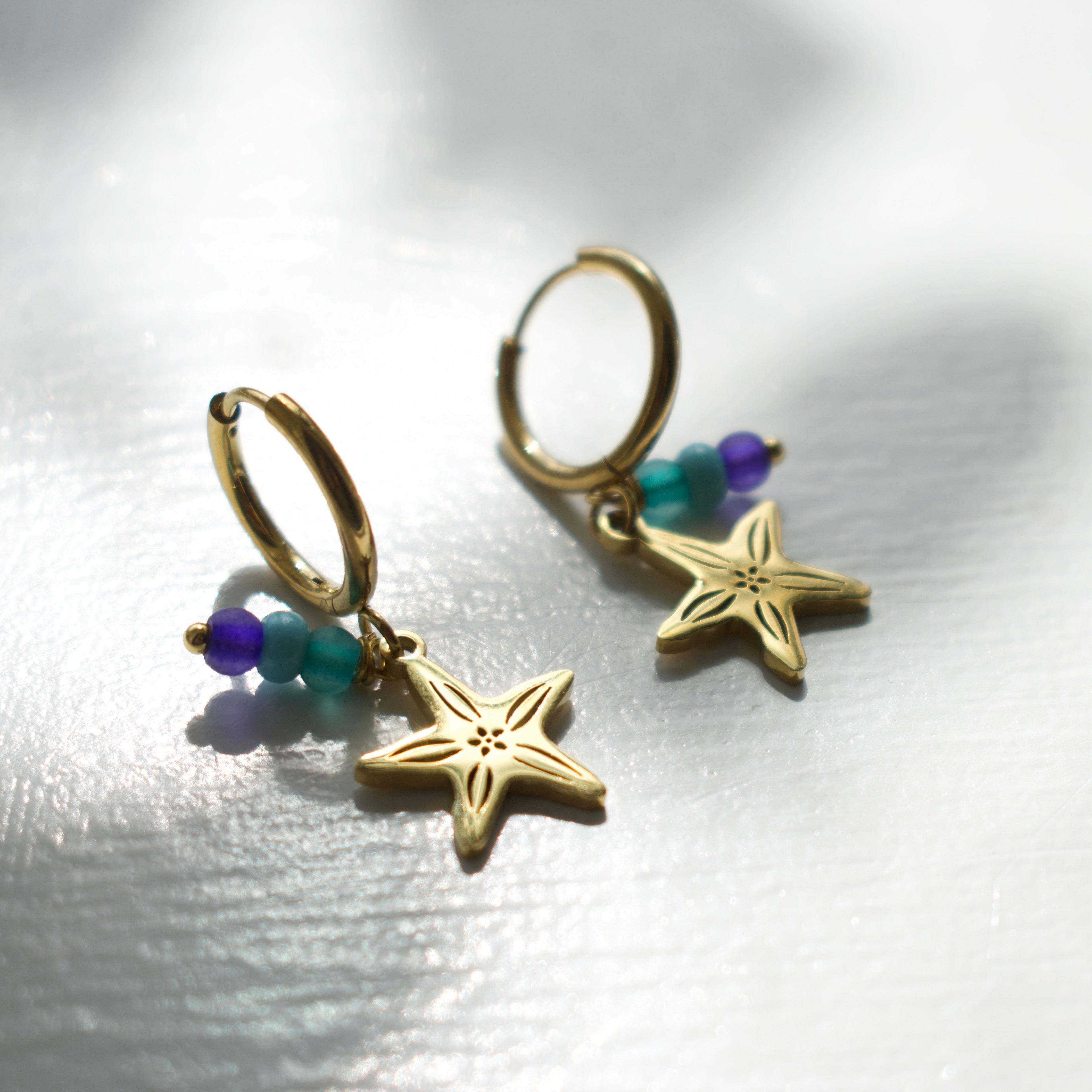 Gold Starfish Charm Huggies