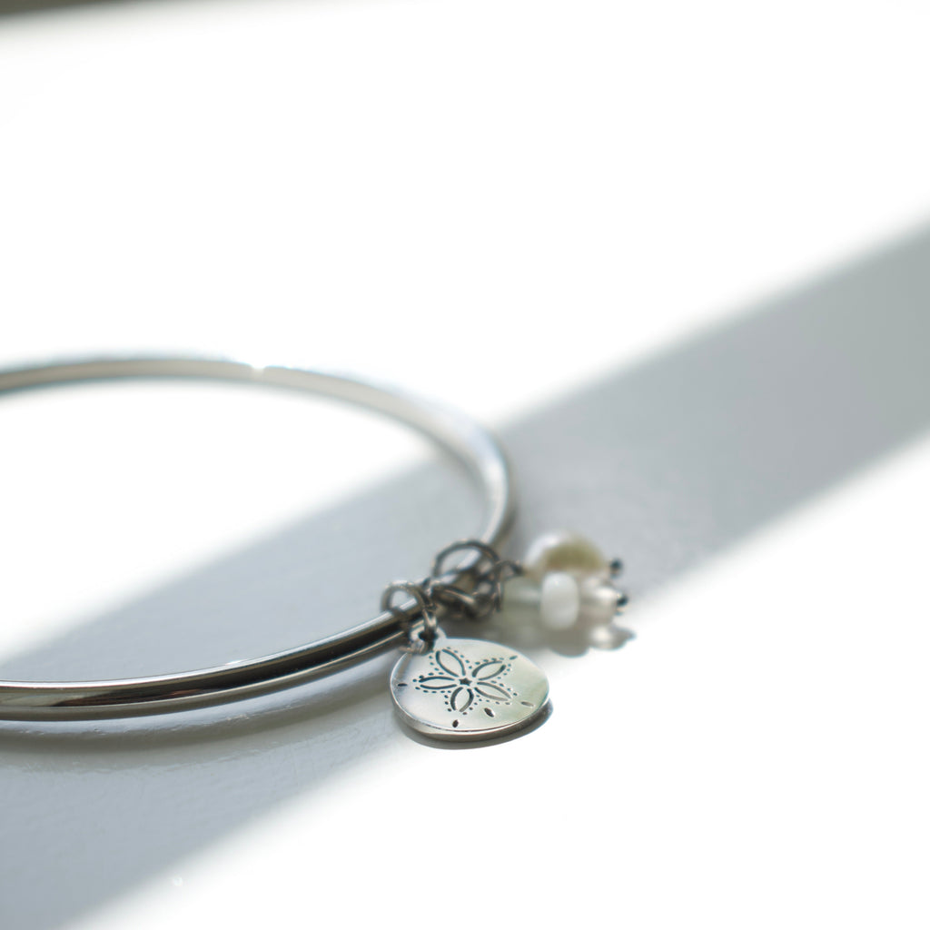 Silver Sand Dollar Charm Bangle