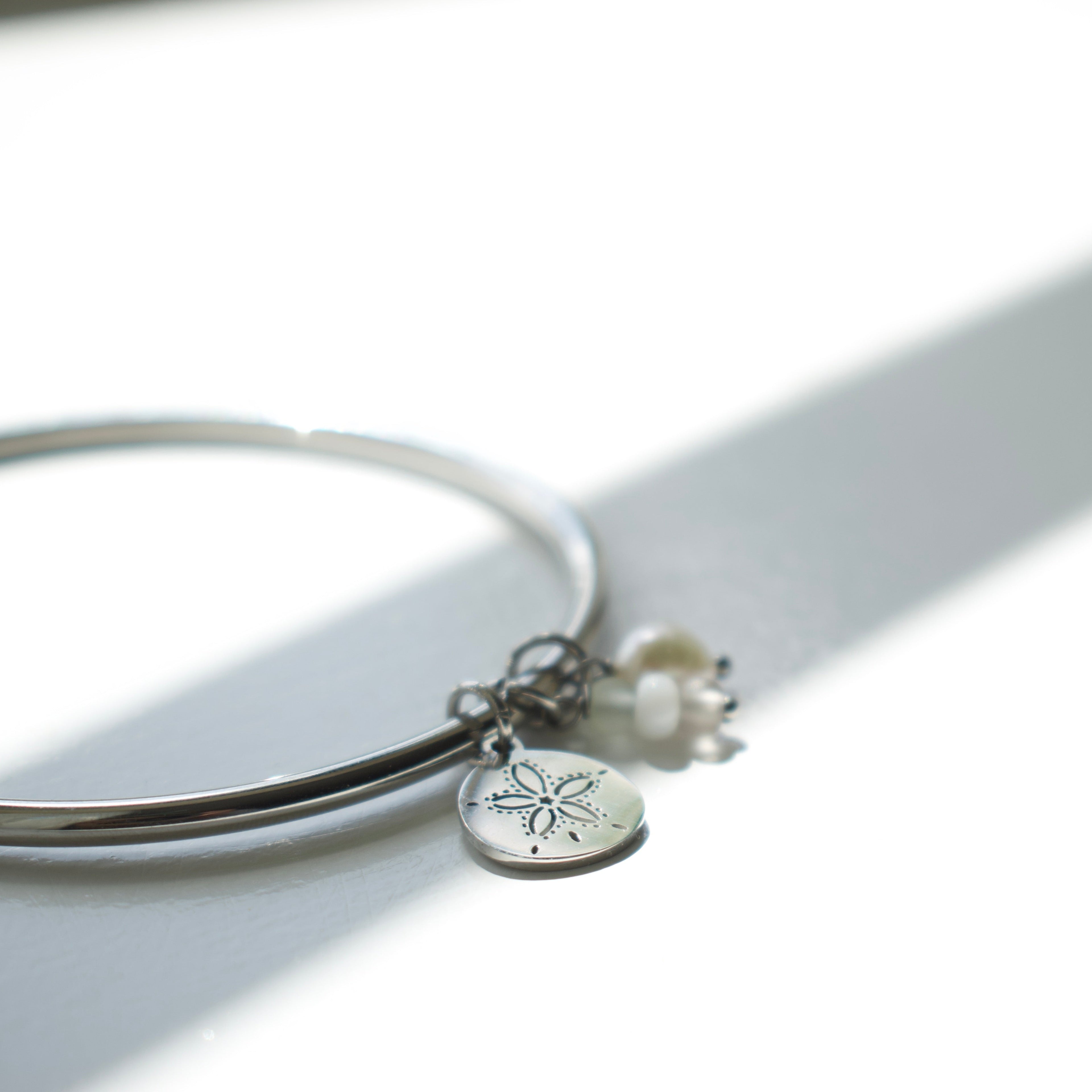 Silver Sand Dollar Charm Bangle