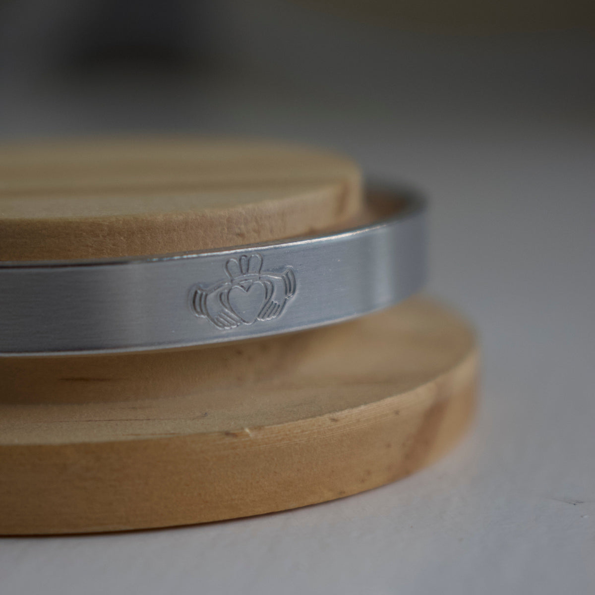 Silver Claddagh Hand-Stamped Bangle