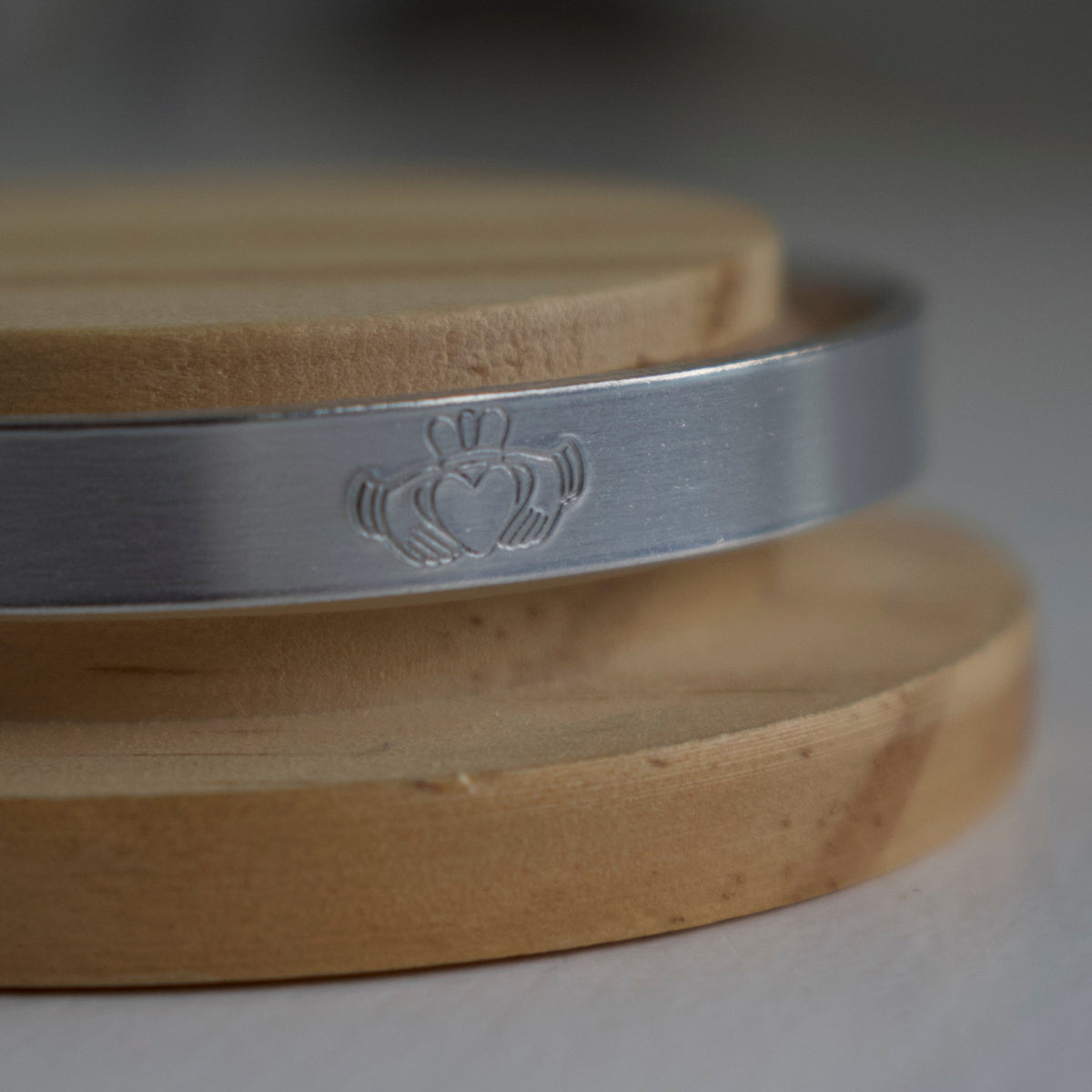 Silver Claddagh Hand-Stamped Bangle