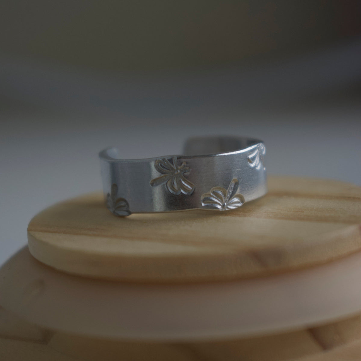 Silver Dragonfly Hand-Stamped Ring