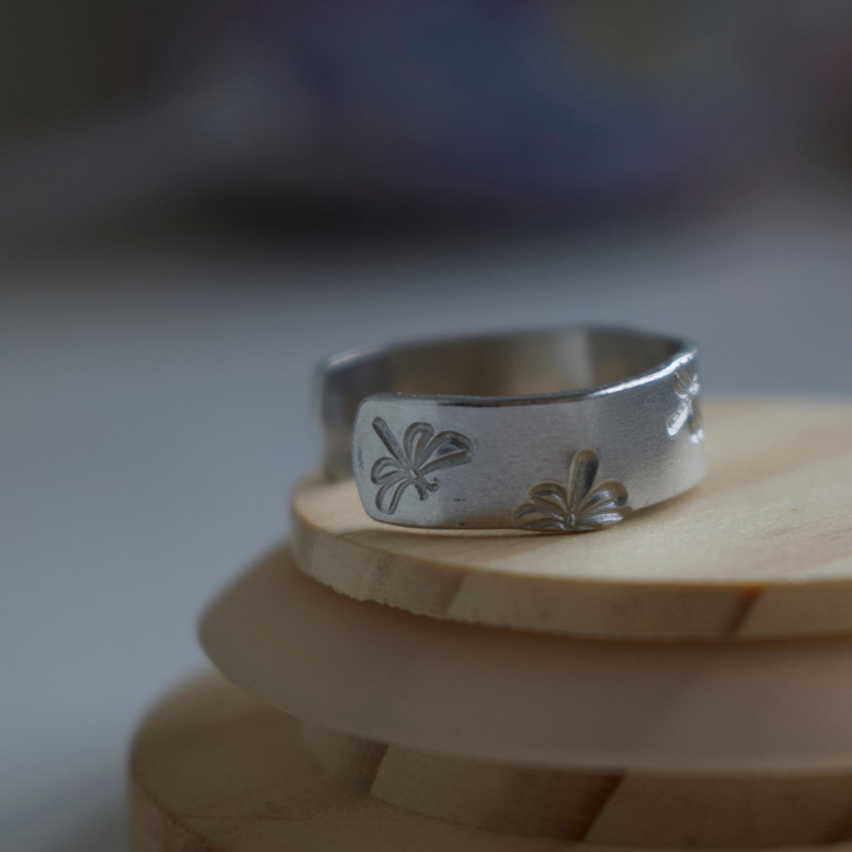 Silver Dragonfly Hand-Stamped Ring