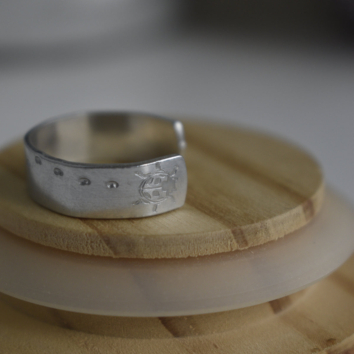 Silver Ladybug Trail Ring