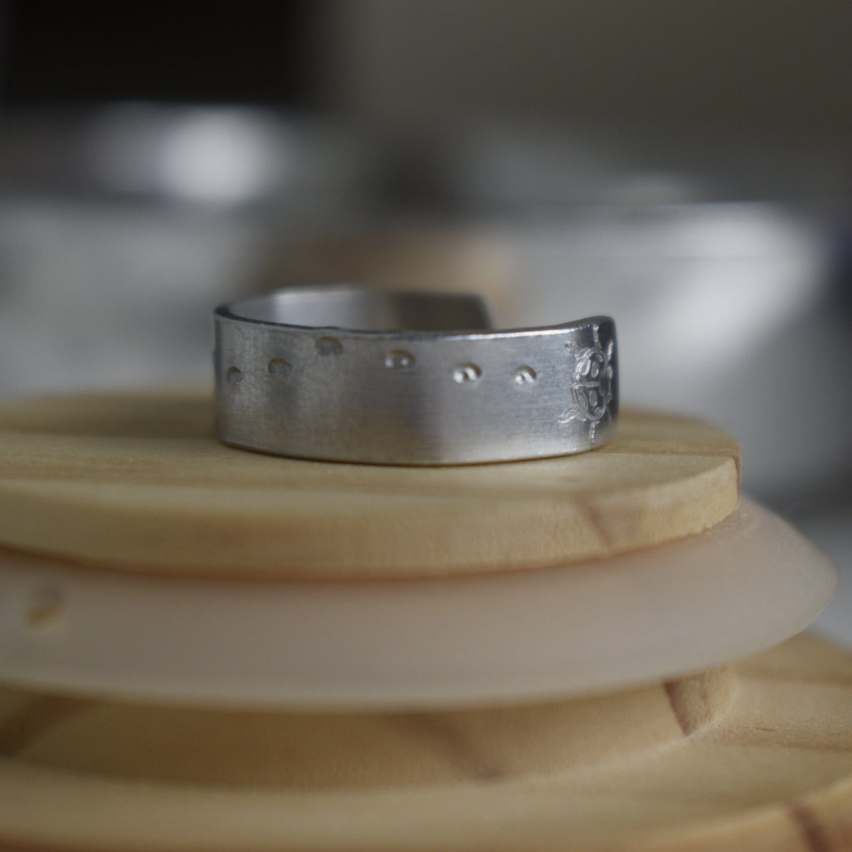 Silver Ladybug Trail Ring