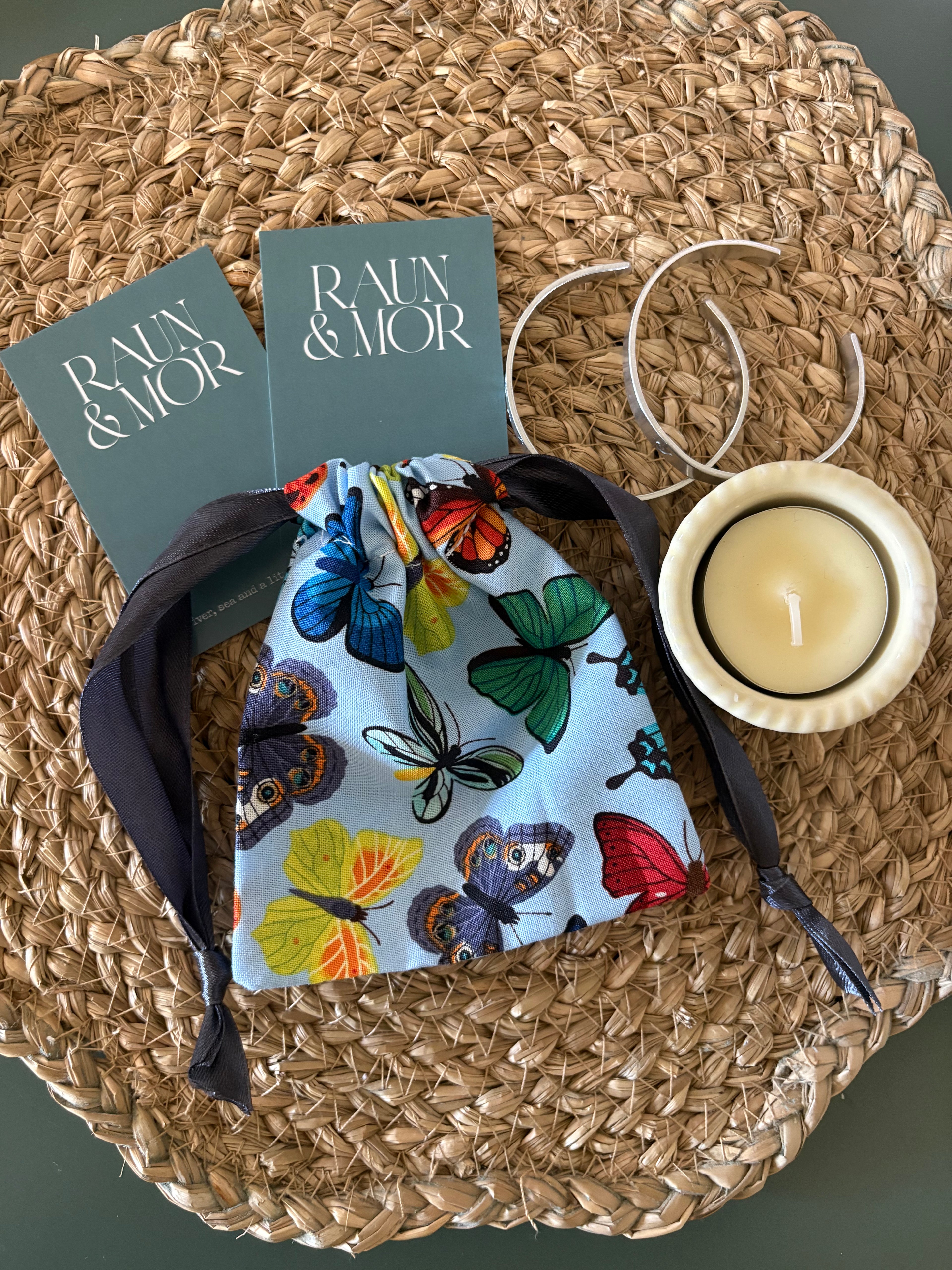 Blue Butterfly Fabric Pouch