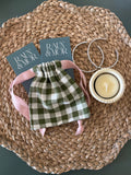 Green Gingham Fabric Gift Pouch