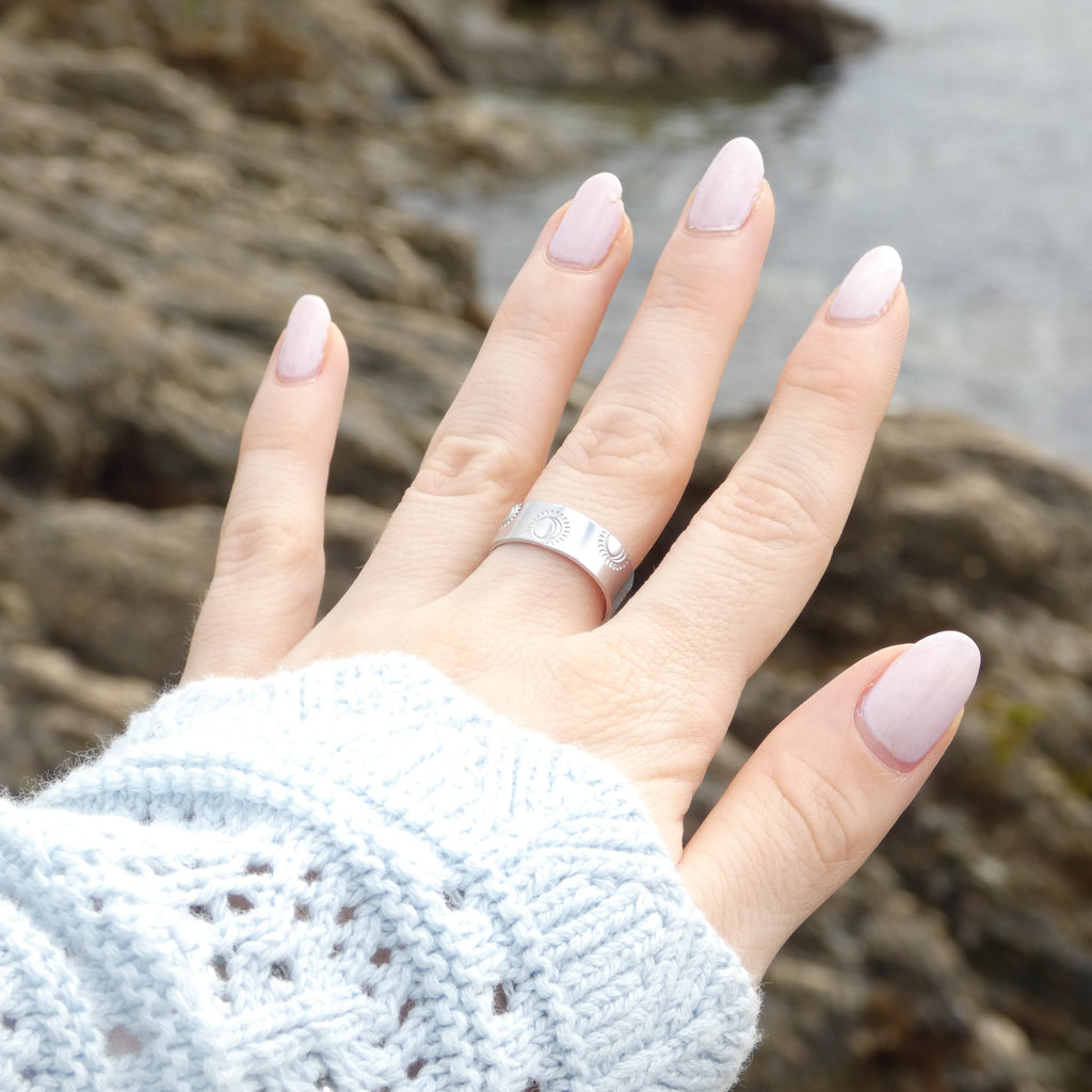 Silver Sun Hand-Stamped Ring